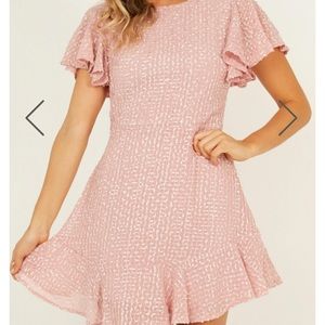 Showpo Light Pink Patterned Dress (Small)